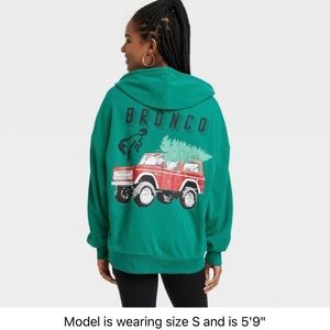 FORD Bronco Green Holiday Full Zip-up Hoodie Sweatshirt